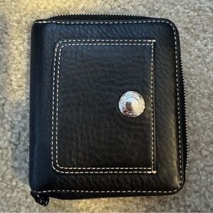 Coach Black Leather Card Holder with Stitching
